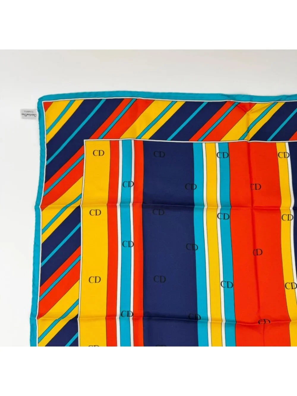 Dior CD Logo Striped Silk Scarf Multicolor Vintage